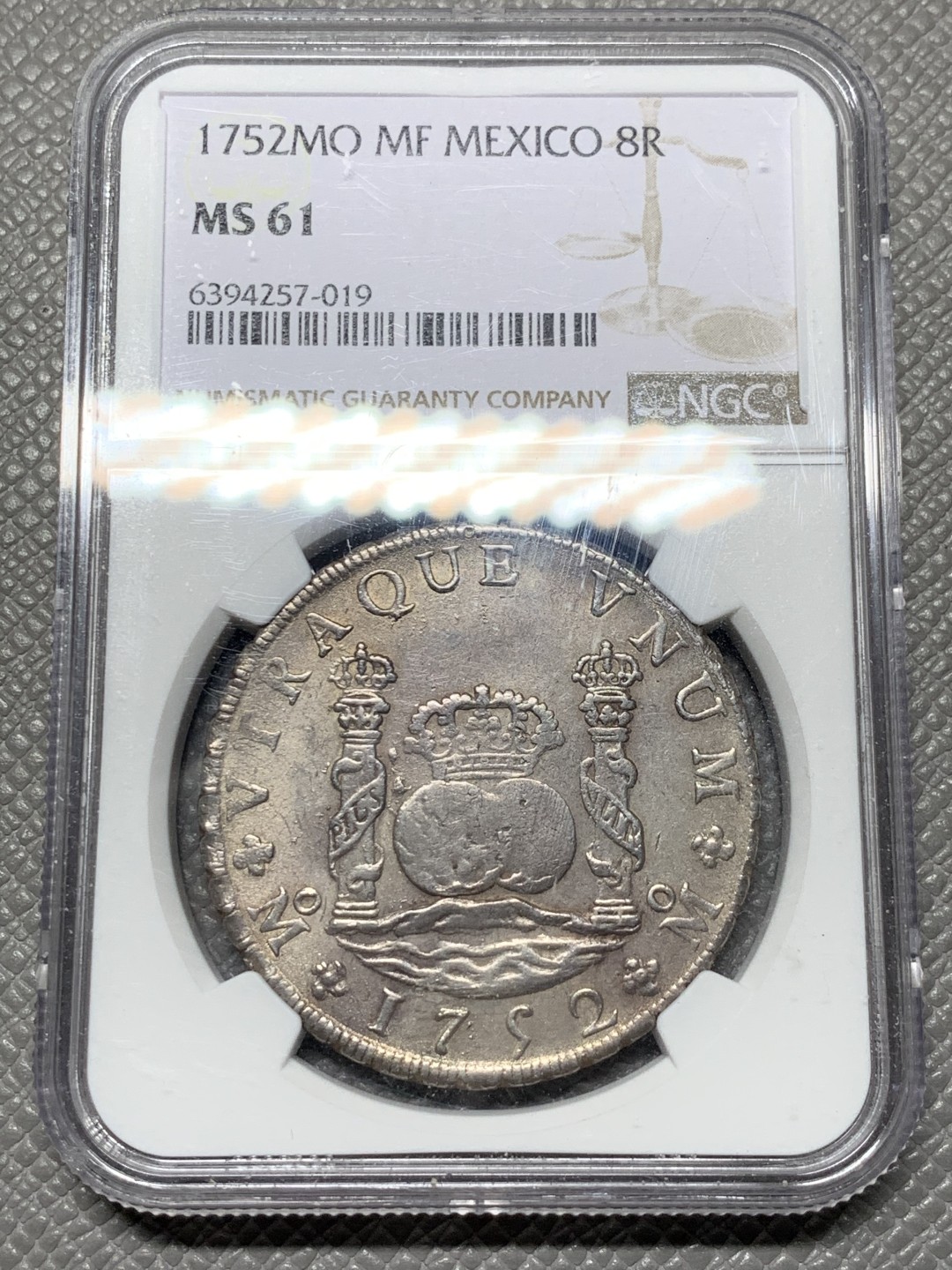 《竞宝斋》第143场-周日，周一 2场 (全场包邮) NGC-MS61 墨西哥1752年 8R地球银币 少见年份 水波清晰 中心弱打