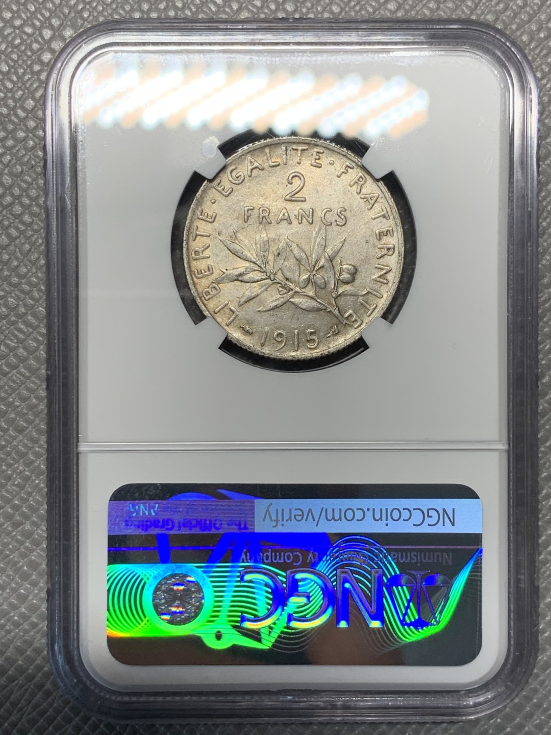 《竞宝斋》第143场-周日，周一 2场 (全场包邮) NGC-MS61 法国1915年 播种女神 2法郎银币 