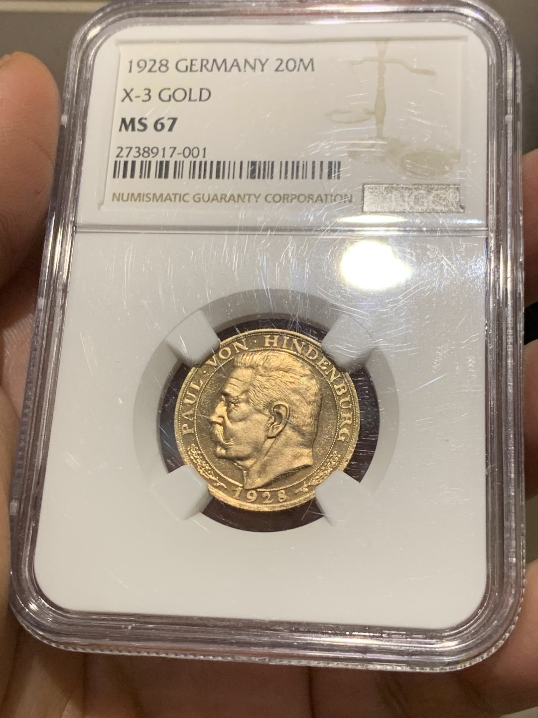 《竞宝斋》第143场-周日，周一 2场 (全场包邮) NGC-MS67 德国 1928年 20马克 金币 兴登堡80大寿 名家伯恩哈特 最高分，唯一