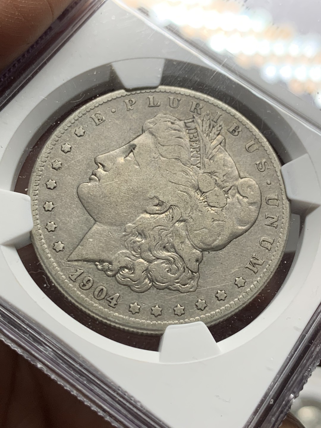 《竞宝斋》第143场-周日，周一 2场 (全场包邮) NGC-VF30 1904年S版美国摩根1美元银币，少见版别，N指导价110美元