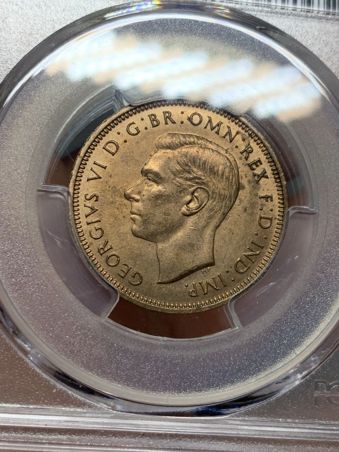 《竞宝斋》第143场-周日，周一 2场 (全场包邮) PCGS-MS63RD 英国 1941年 乔治六世1/2便士铜币。难得满铜光，RD级别很少见。乔六较早期年份，更高分仅2枚，凑套合适