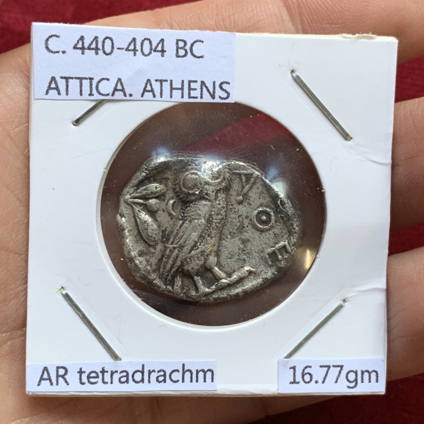 《竞宝斋》第143场-周日，周一 2场 (全场包邮) 公元前440-前404年 古希腊雅典城邦 雅典娜猫头鹰4德拉克马银币 16.77克 经典时期