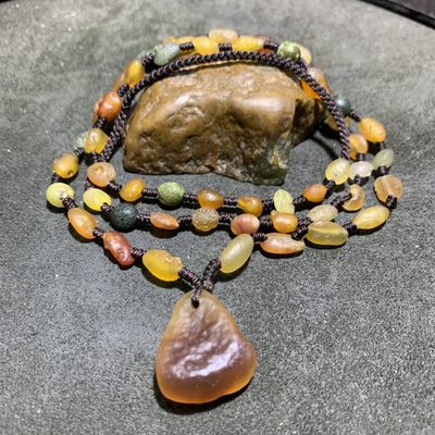 精美天然阿拉善彩珠玛瑙项链一条， - 精美天然阿拉善彩珠玛瑙项链一条，