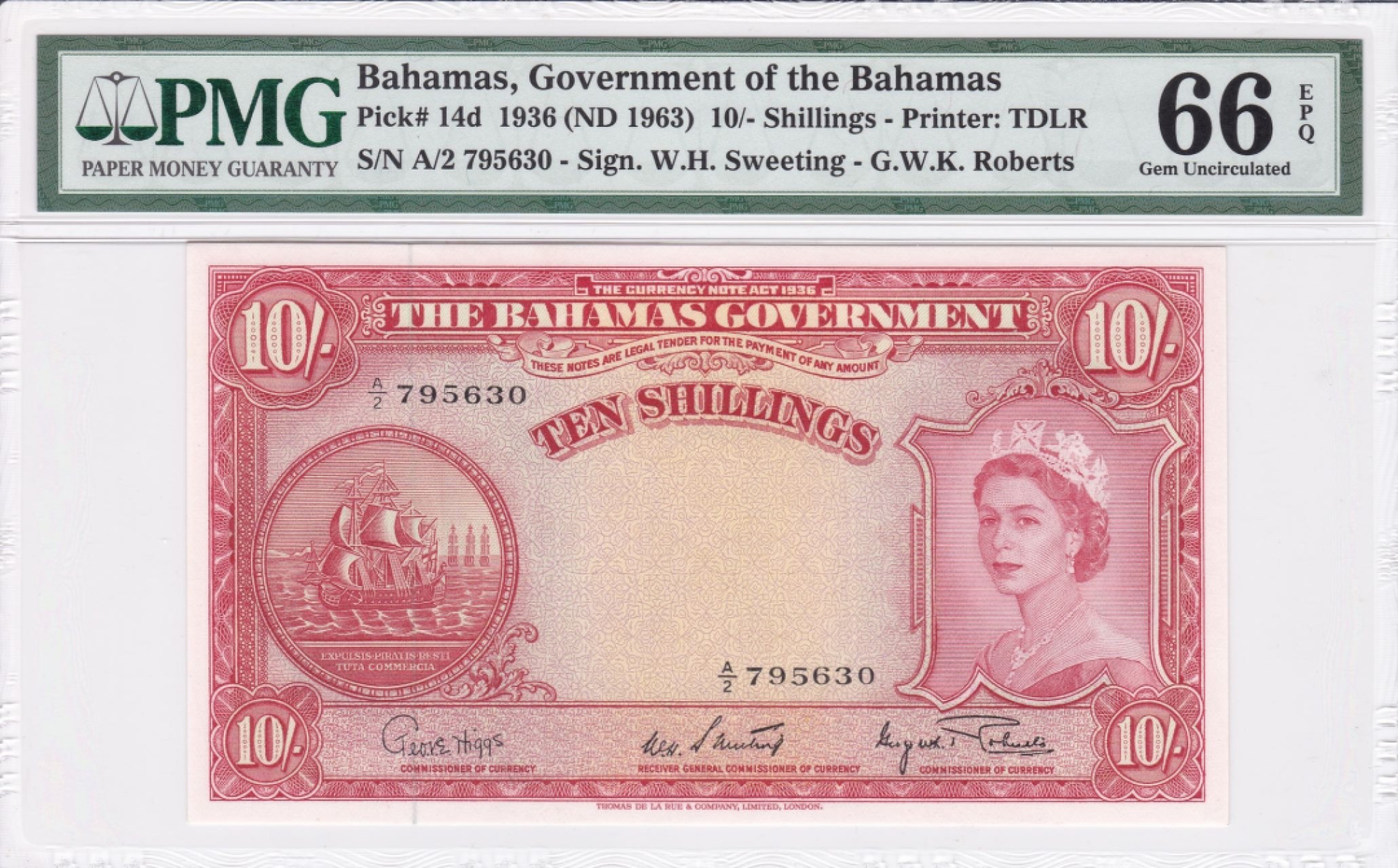 收藏联盟Quantum Auction 第240期拍卖 已更新 巴哈马1963年10先令 PMG66 稀少