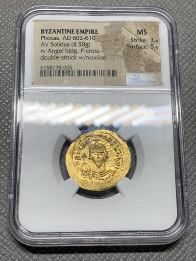 《竞宝斋》第143场-周日，周一 2场 (全场包邮) - NGC MS 拜占庭帝国福卡斯索利多金币 4.5克 打制清晰 人像锐利无问题评价，几近完美品 精品中的精品