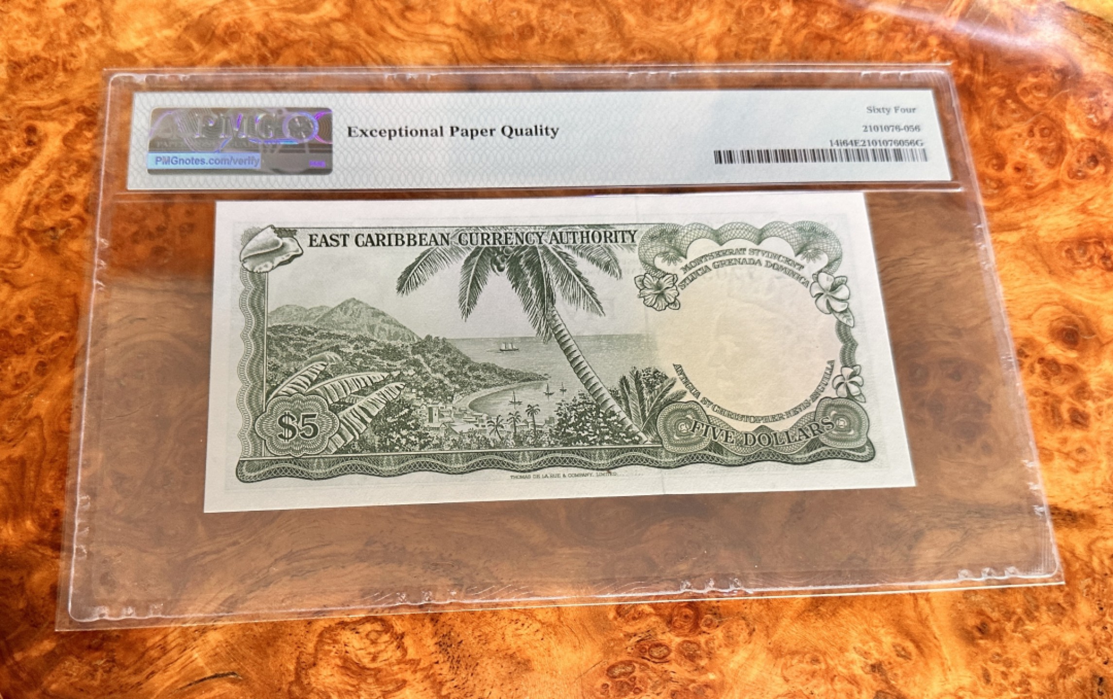 Chase Auction 第19期 - - 外钞、民国钞和人民币混合场！ 1965年东加勒比5元，PMG64e，戎装女王！
