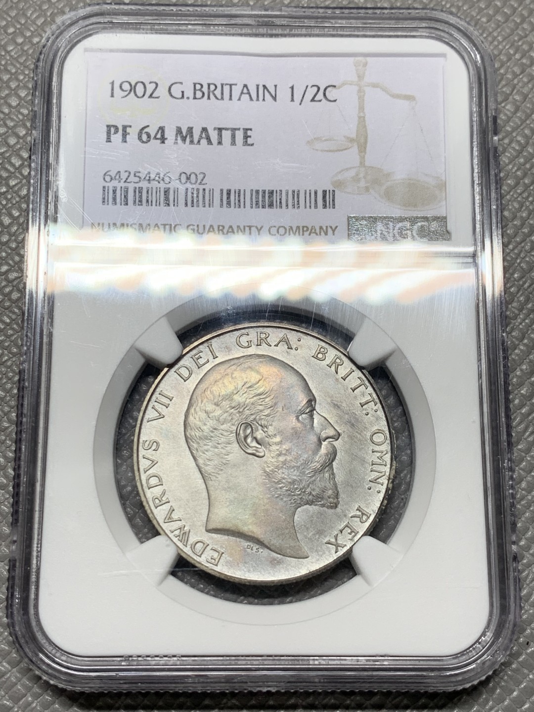 《竞宝斋》第143场-周日，周一 2场 (全场包邮) NGC-PF64MATTE 英国1902年爱德华七世 精制1/2克朗