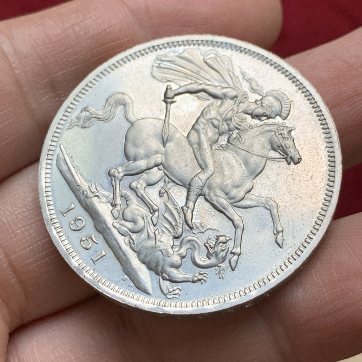 《竞宝斋》第143场-周日，周一 2场 (全场包邮) 英国 1951年 乔治六世 最后的马剑 克朗镍马剑 带红盒