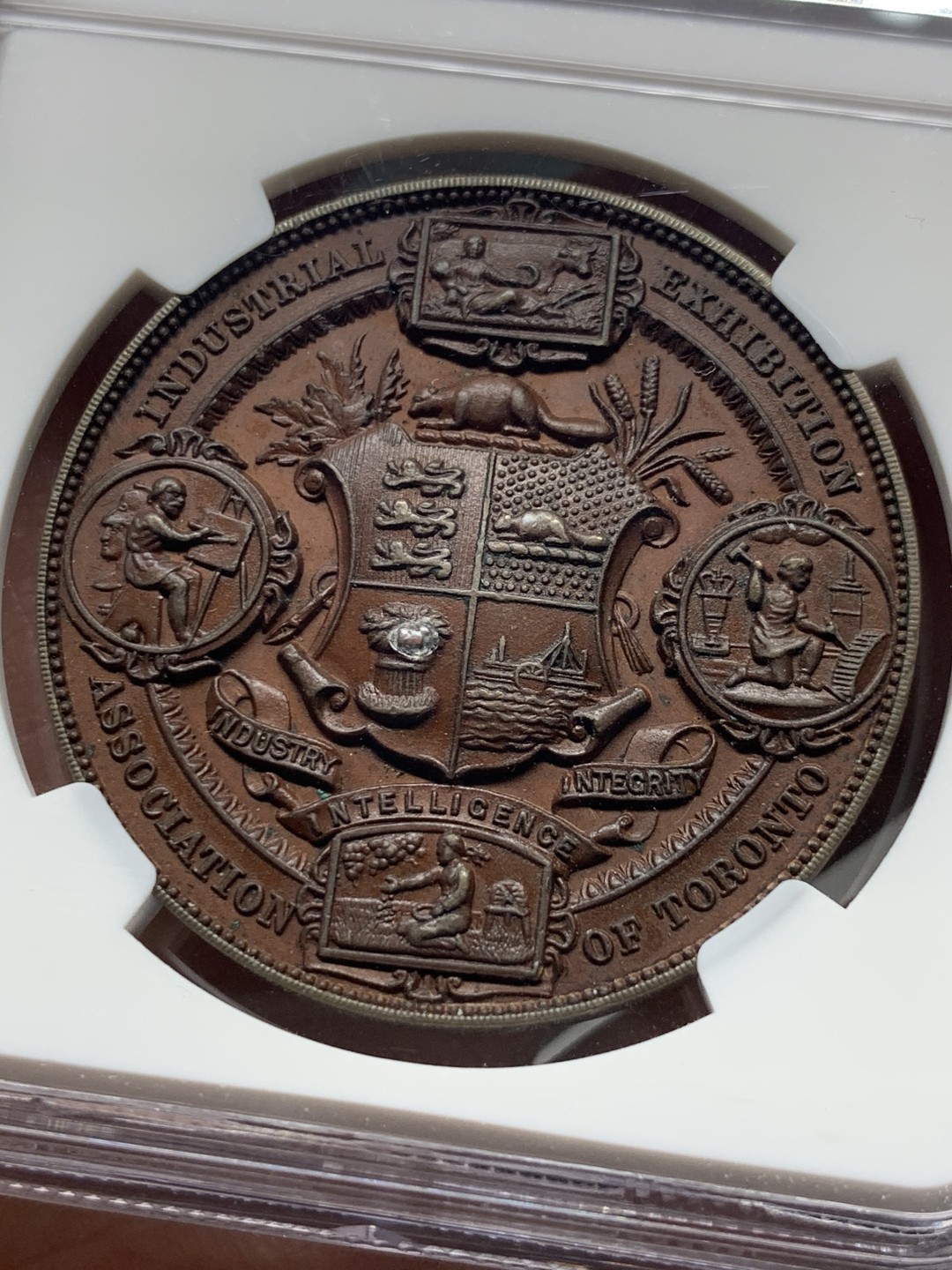 《竞宝斋》第143场-周日，周一 2场 (全场包邮) NGC-MS62BN  加拿大 爱七1901多伦多 工业博览会铜章 细节极其丰富 高浮雕