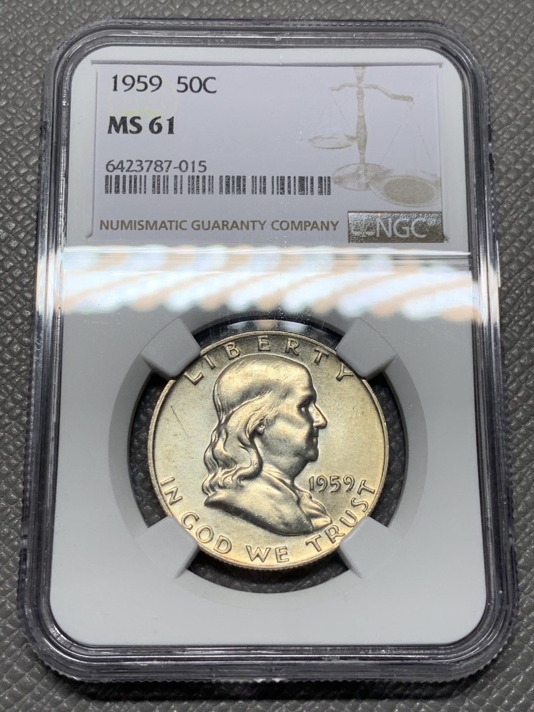 《竞宝斋》第143场-周日，周一 2场 (全场包邮) NGC-MS61 美国1959年 半圆银币 原光好品