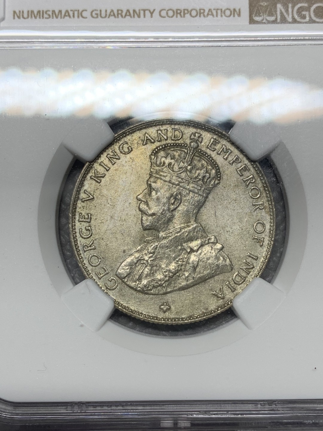 《竞宝斋》第143场-周日，周一 2场 (全场包邮) NGC-58 海峡殖民地1921年乔治五世50分银币