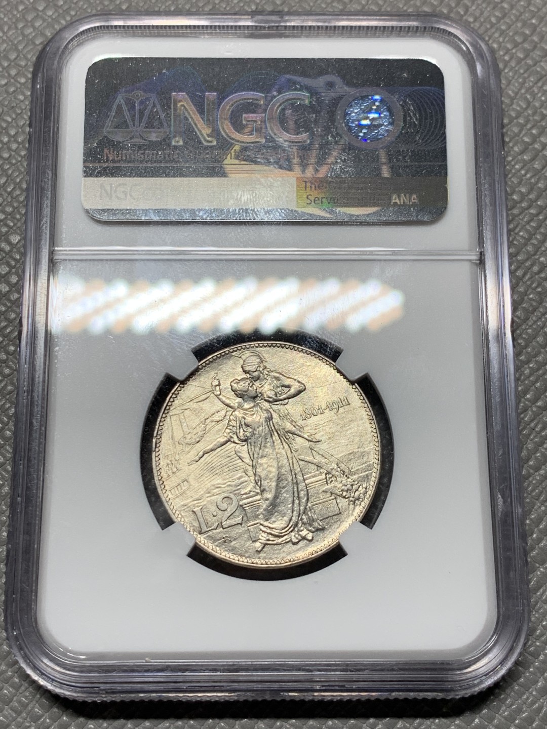 《竞宝斋》第143场-周日，周一 2场 (全场包邮) NGC MS-62,意大利1911年2里拉拖奶，精巧绝伦。意系车票，抓紧上车