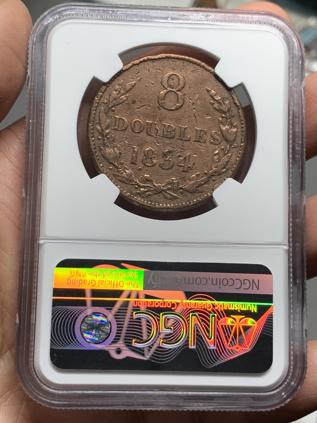 《竞宝斋》第143场-周日，周一 2场 (全场包邮) NGC VFD 1834根西八道布大铜币