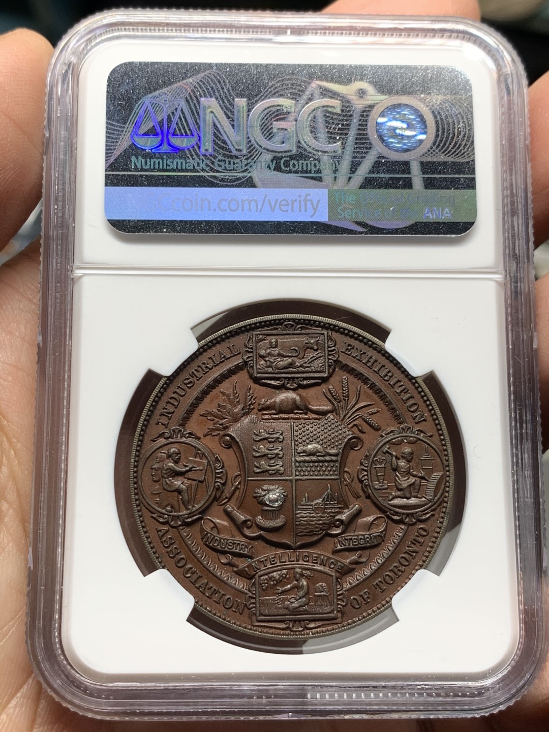 《竞宝斋》第143场-周日，周一 2场 (全场包邮) NGC-MS62BN  加拿大 爱七1901多伦多 工业博览会铜章 细节极其丰富 高浮雕