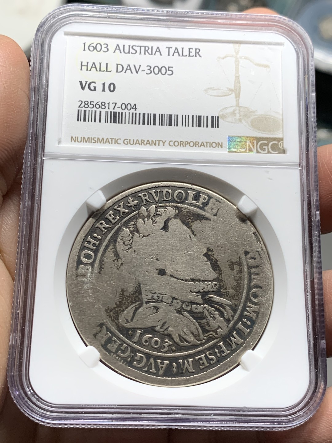 《竞宝斋》第143场-周日，周一 2场 (全场包邮) NGC-VG10  1603年 神罗 鲁道夫二世1泰勒大银币 流通充分，VG能出分难得