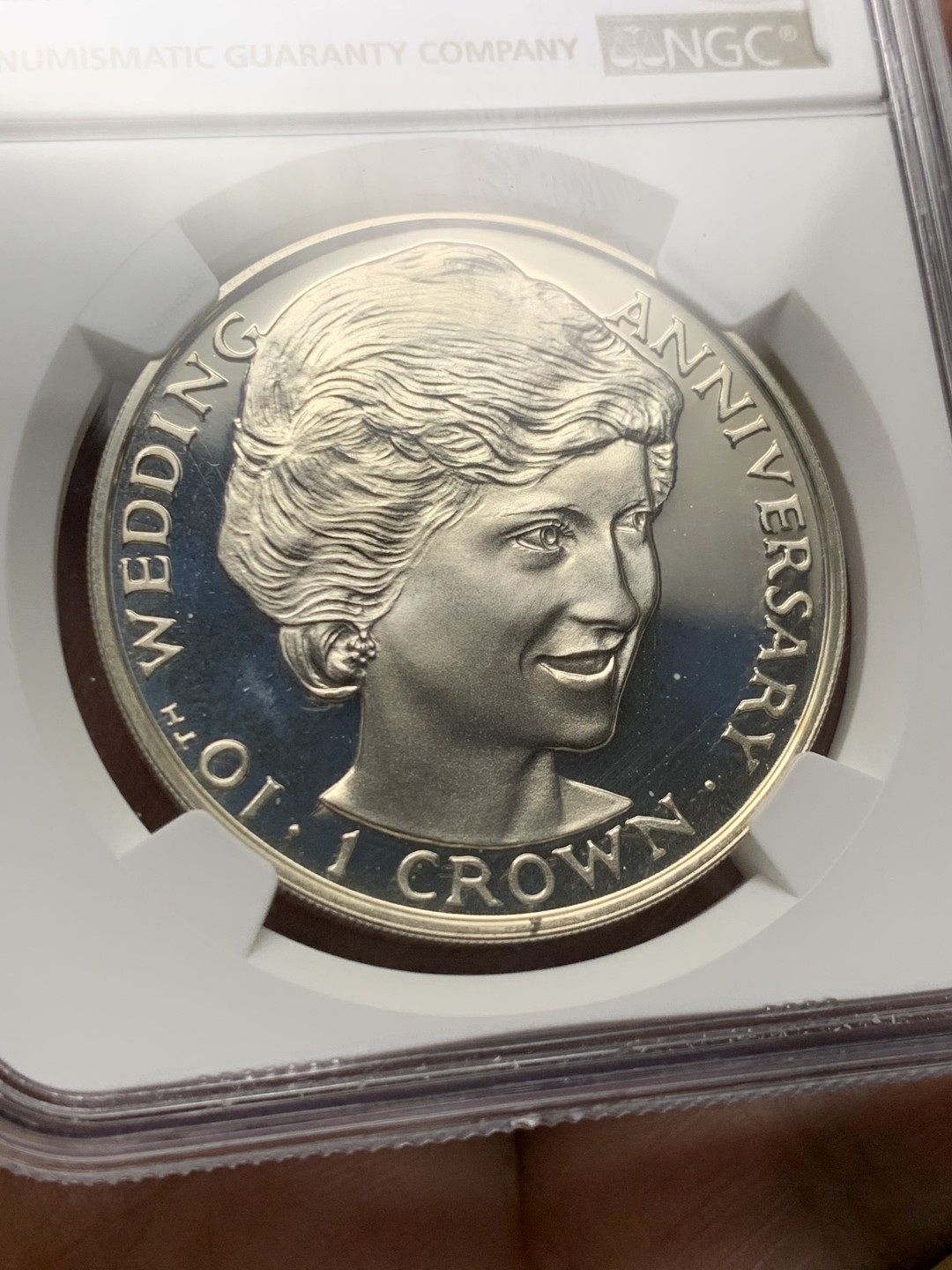 《竞宝斋》第143场-周日，周一 2场 (全场包邮) NGC-PF67 直布罗陀1991 戴安娜1克朗 精制大银币 