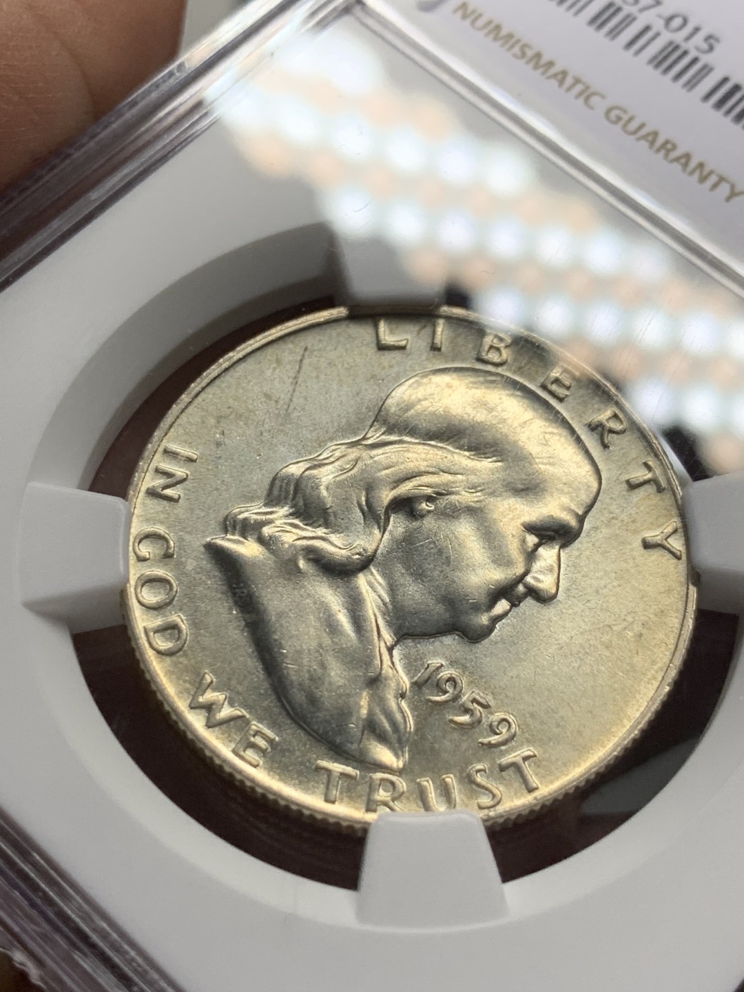 《竞宝斋》第143场-周日，周一 2场 (全场包邮) NGC-MS61 美国1959年 半圆银币 原光好品