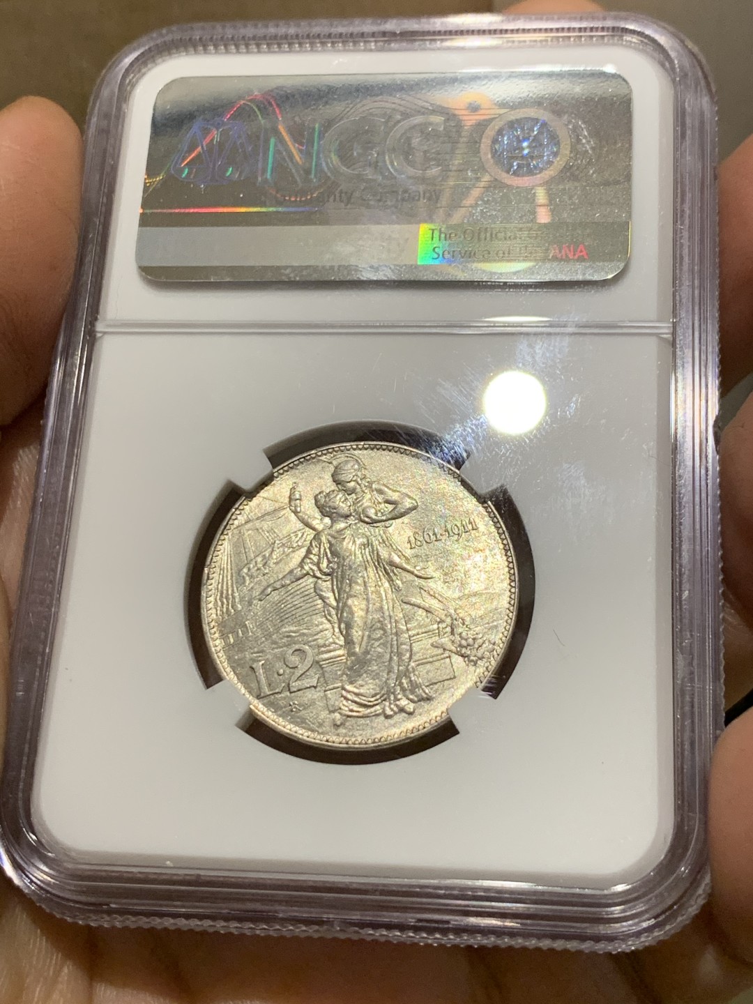 《竞宝斋》第143场-周日，周一 2场 (全场包邮) NGC MS-62,意大利1911年2里拉拖奶，精巧绝伦。意系车票，抓紧上车