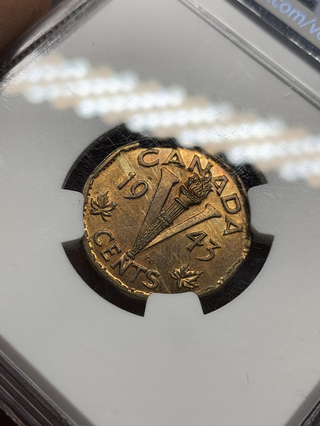 《竞宝斋》第143场-周日，周一 2场 (全场包邮) NGC MS63加拿大1943年铜币1分后面由于铜紧缺都改用铁币所以铜能保存下来的好的很少