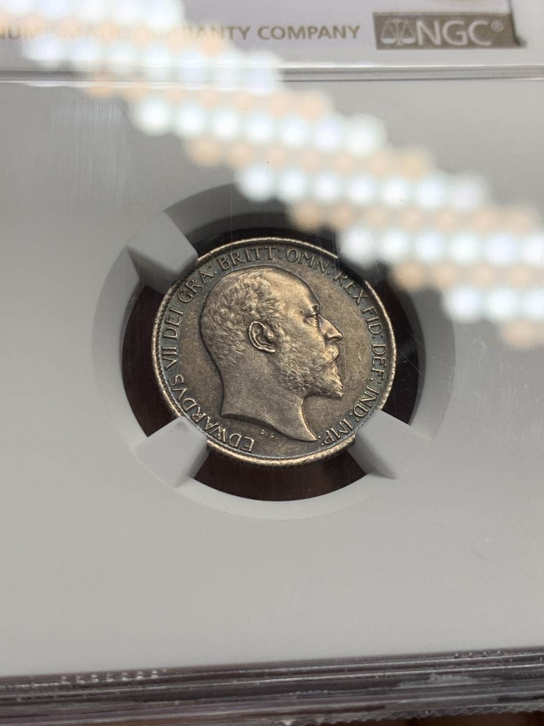 《竞宝斋》第143场-周日，周一 2场 (全场包邮) NGC-AU58 英国1902年 爱七 6便士银币 好品老包浆