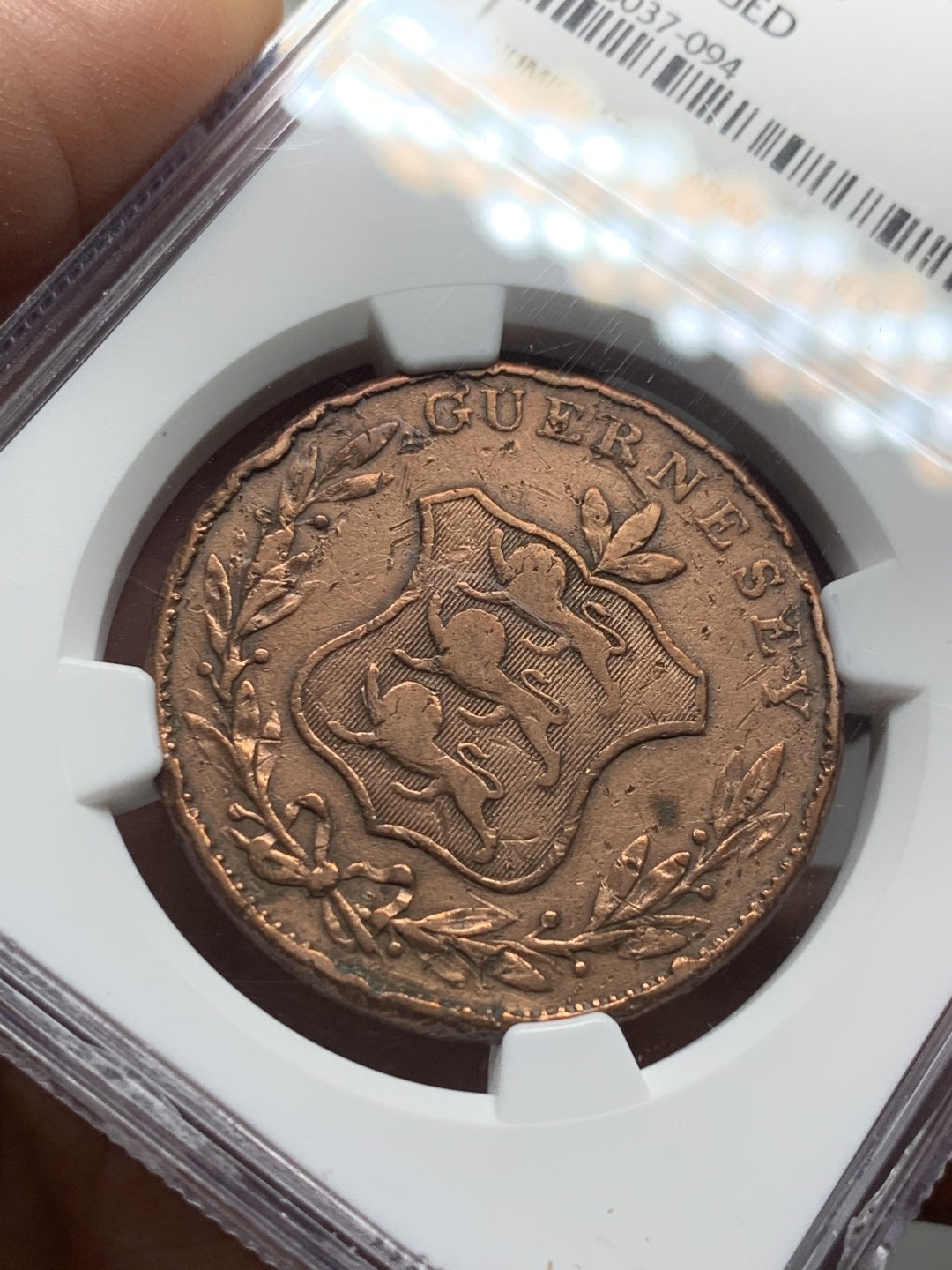 《竞宝斋》第143场-周日，周一 2场 (全场包邮) NGC VFD 1834根西八道布大铜币