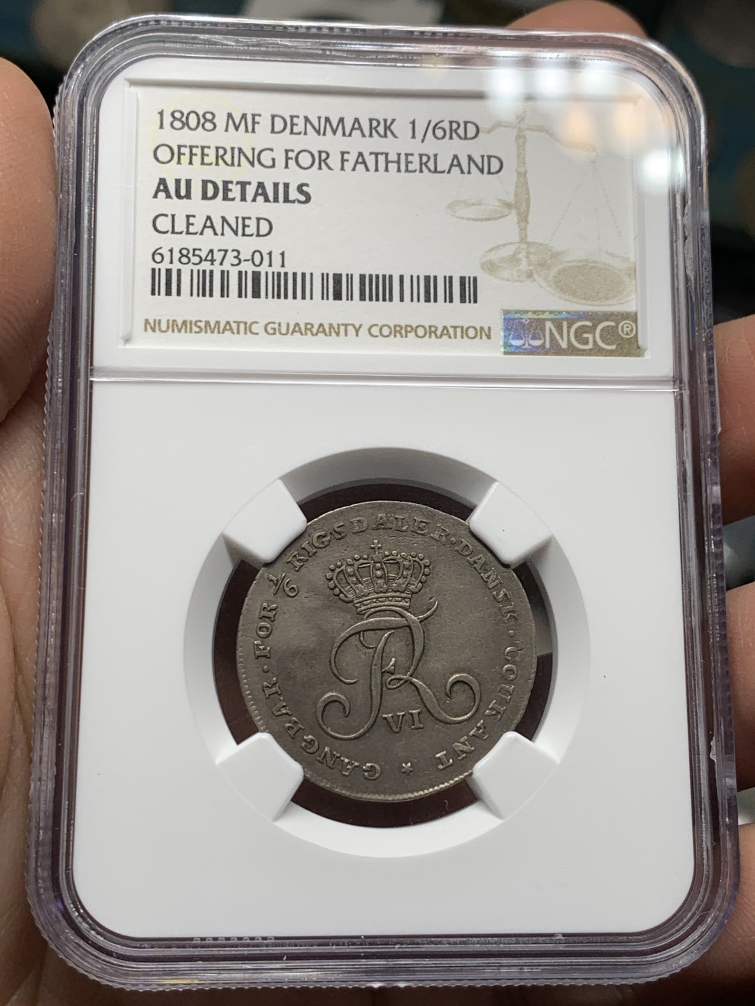 《竞宝斋》第143场-周日，周一 2场 (全场包邮) NGC-AU 丹麦1808年1/6 Rigsdaler，国内少见的东西