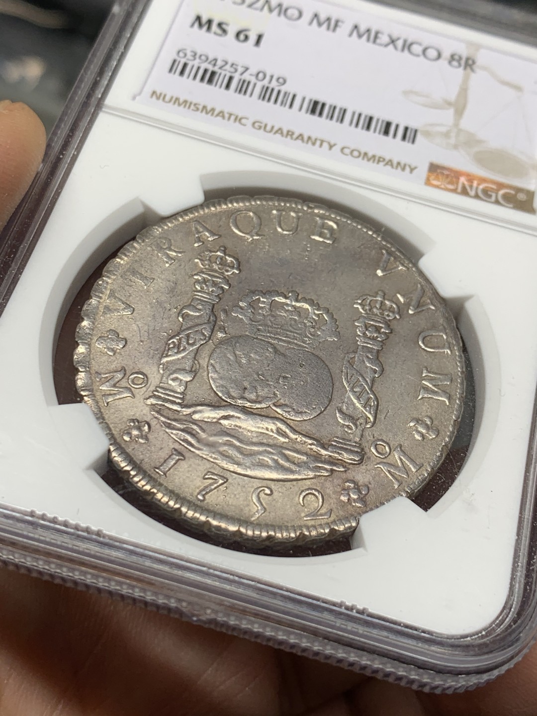 《竞宝斋》第143场-周日，周一 2场 (全场包邮) NGC-MS61 墨西哥1752年 8R地球银币 少见年份 水波清晰 中心弱打