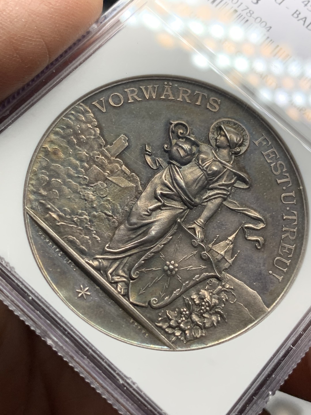 《竞宝斋》第143场-周日，周一 2场 (全场包邮) NGC MS63 1896年 瑞三阿尔高射击节银章 稀少热门品种 镜面底板 高分品质 高点俱在,近乎完美,收藏一步到位