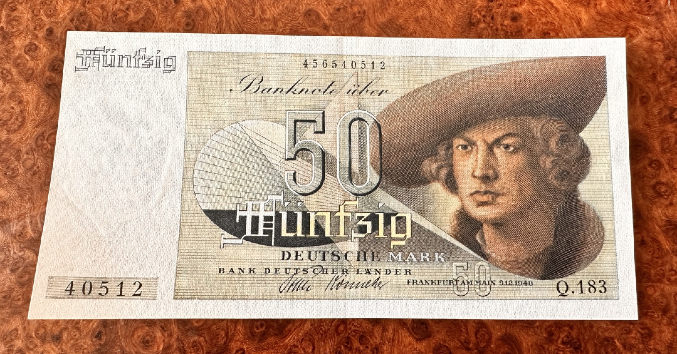 Chase Auction 第19期 - - 外钞、民国钞和人民币混合场！ 德国50马克，法属风，AU品相，油墨雕刻一流！