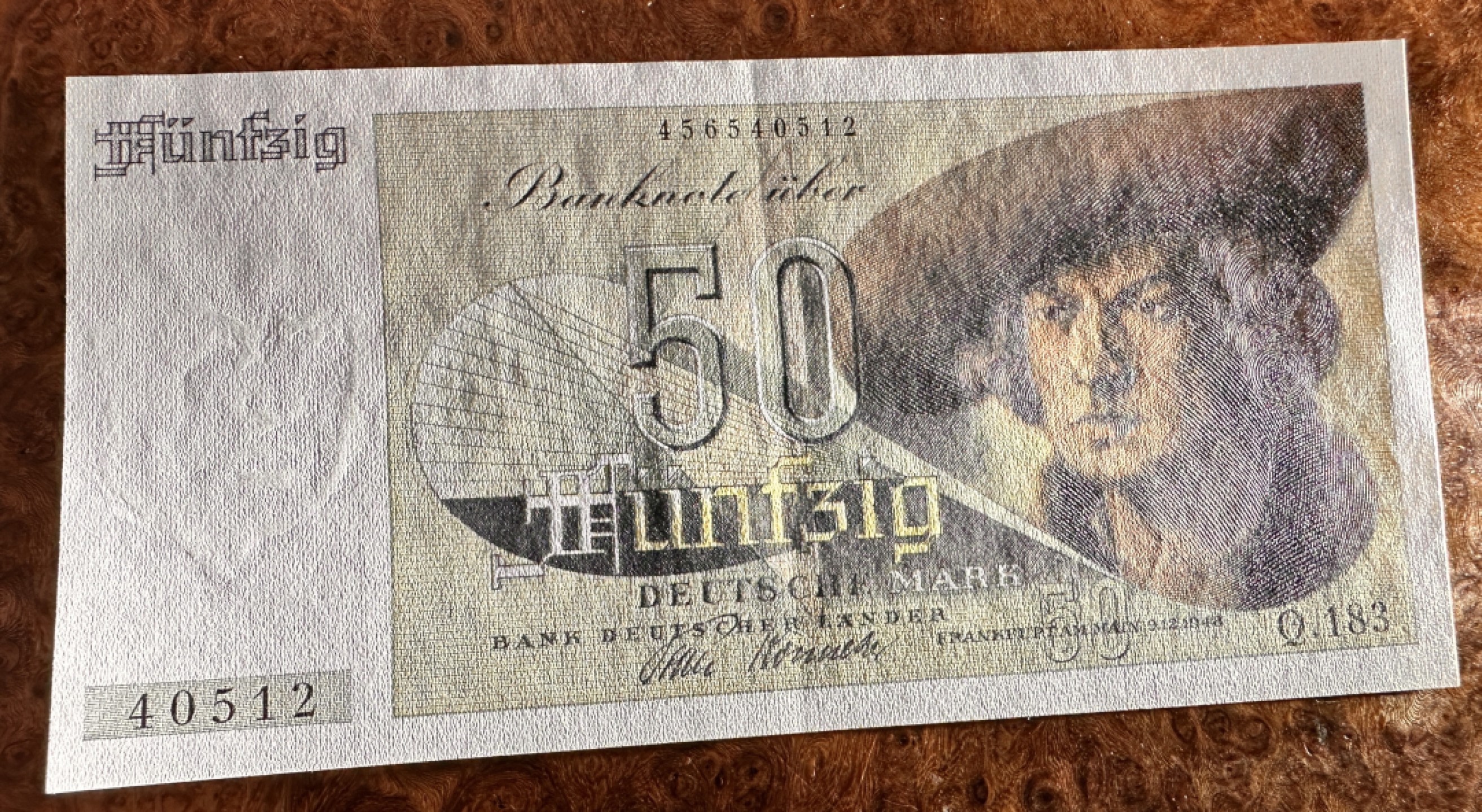 Chase Auction 第19期 - - 外钞、民国钞和人民币混合场！ 德国50马克，法属风，AU品相，油墨雕刻一流！