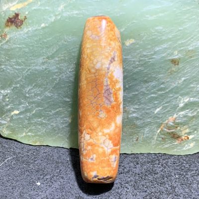 精美火贡皮仿古玛瑙桶珠一个 - 精美火贡皮仿古玛瑙桶珠一个