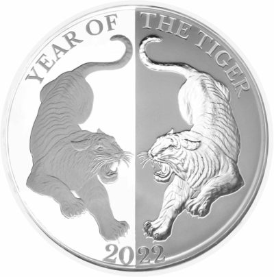 MIRROR TIGER - Year of the Tiger 1 oz Silver Coin 65 mm Tokelau 2022  - MIRROR TIGER - Year of the Tiger 1 oz Silver Coin 65 mm Tokelau 2022 