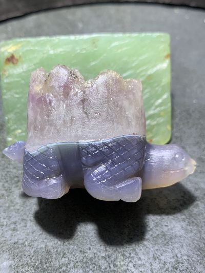 精美冰透紫晶高玉化玛瑙雕刻聚财灵龟(把件）摆件一个 精美冰透紫晶高玉化玛瑙雕刻聚财灵龟(把件）摆件一个