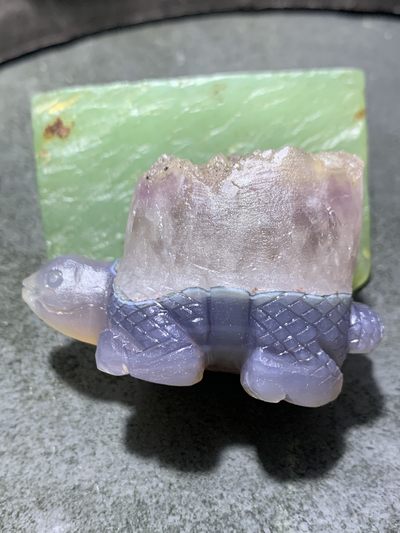 精美冰透紫晶高玉化玛瑙雕刻聚财灵龟(把件）摆件一个 - 精美冰透紫晶高玉化玛瑙雕刻聚财灵龟(把件）摆件一个