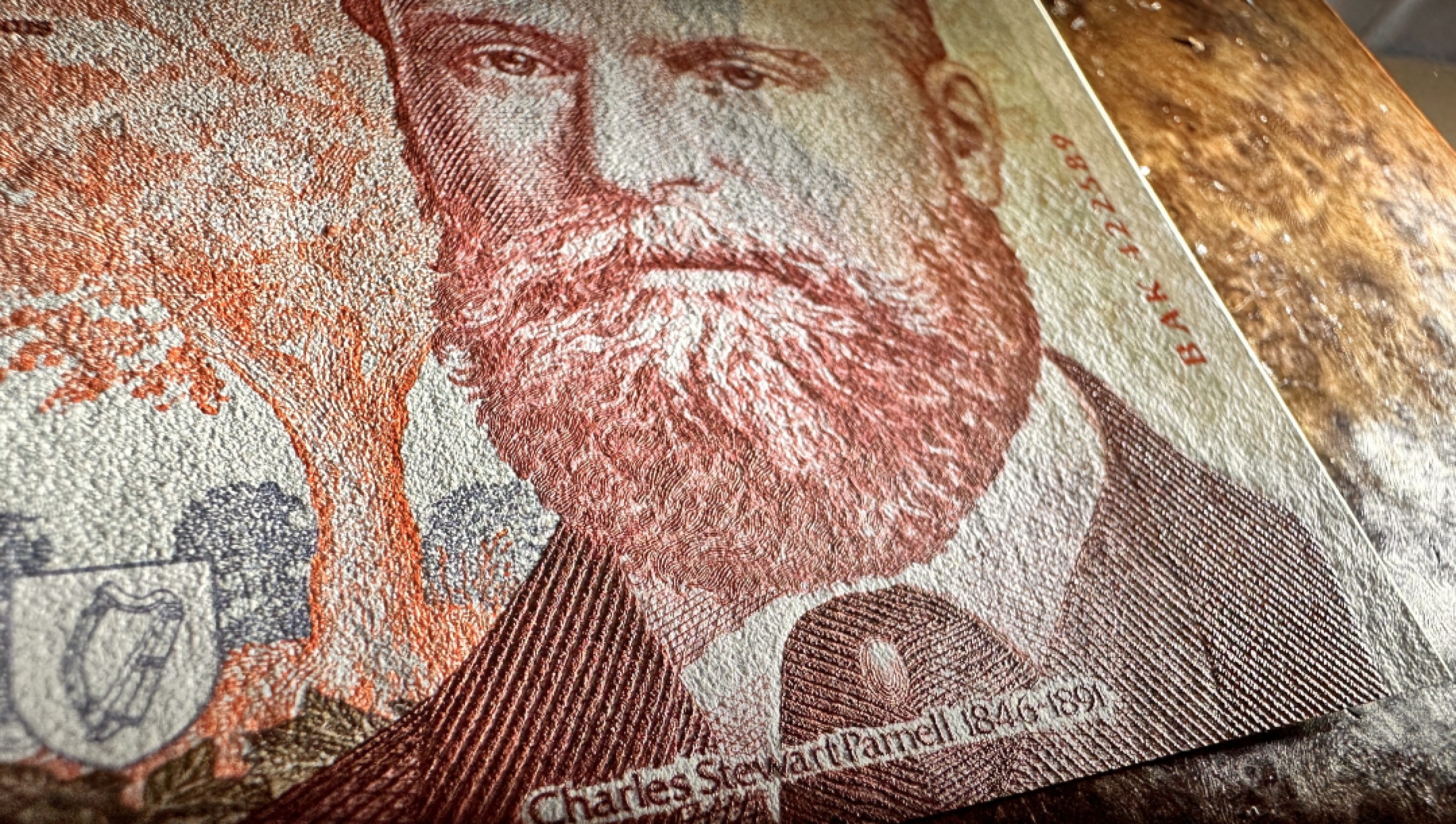 Chase Auction 第19期 - - 外钞、民国钞和人民币混合场！ 爱尔兰C序列100镑，品相如图，UNC！政治家查尔斯·斯图尔特·帕内尔！