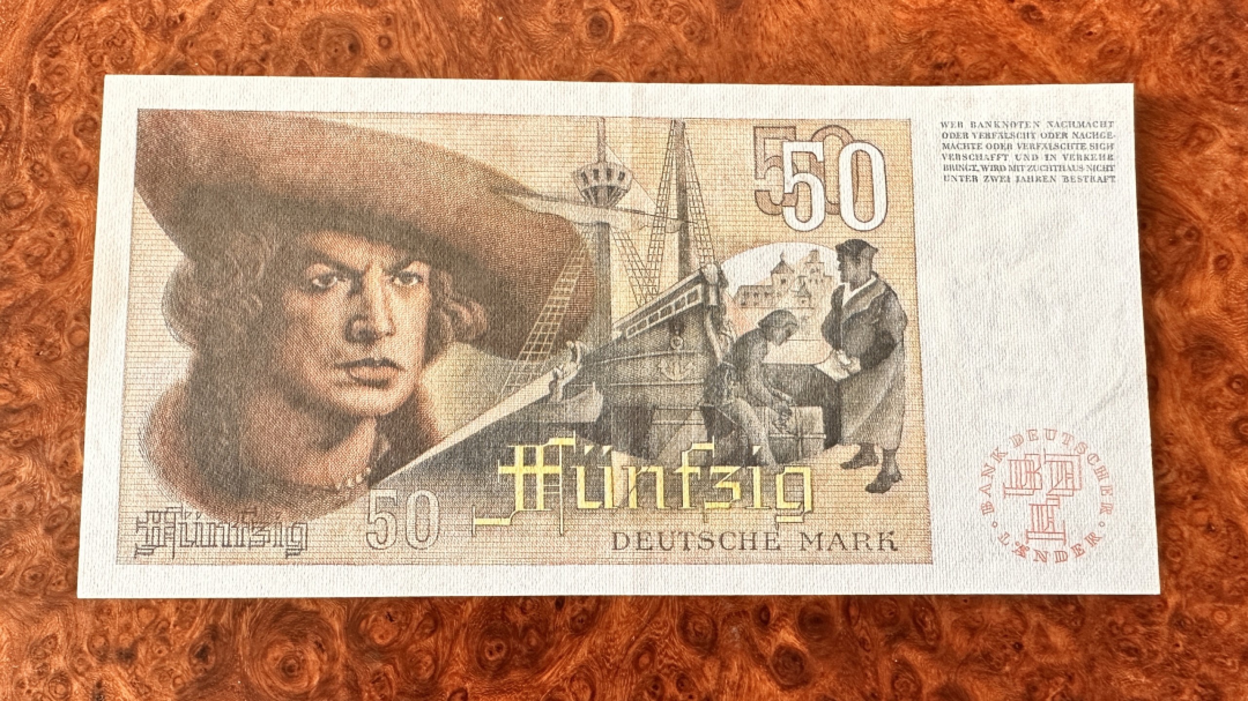 Chase Auction 第19期 - - 外钞、民国钞和人民币混合场！ 德国50马克，法属风，AU品相，油墨雕刻一流！