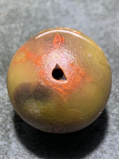 精美战国红玛瑙风化纹亚光手工雕刻道字圆珠一颗！ 精美战国红玛瑙风化纹亚光手工雕刻道字圆珠一颗！