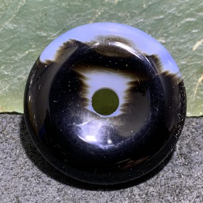 精美墨色海洋玉髓平安扣一个 - 精美墨色海洋玉髓平安扣一个