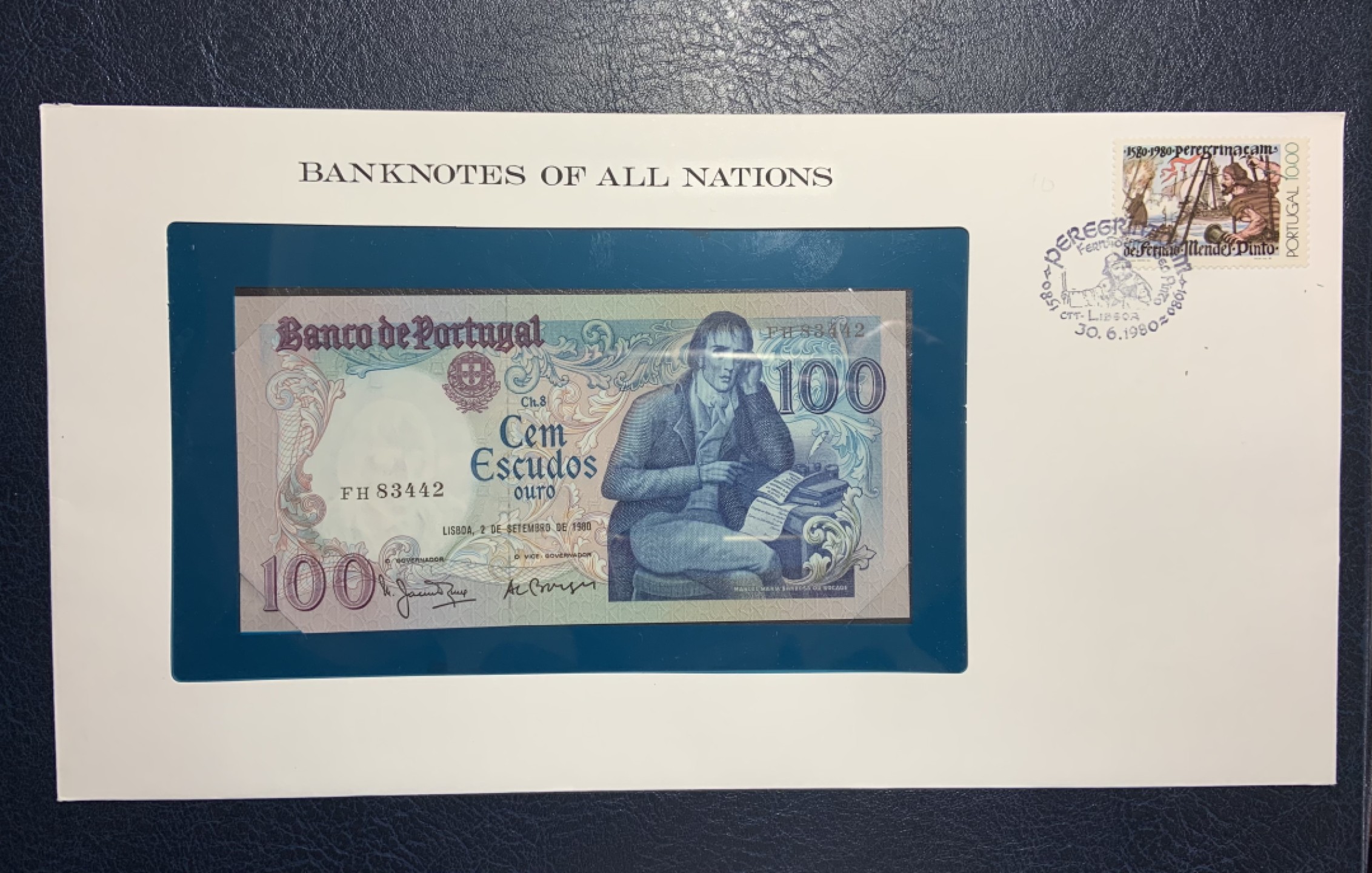 收藏联盟Quantum Auction 第240期拍卖 已更新 葡萄牙1980年100埃斯库多富兰克林邮币封 品相UNC