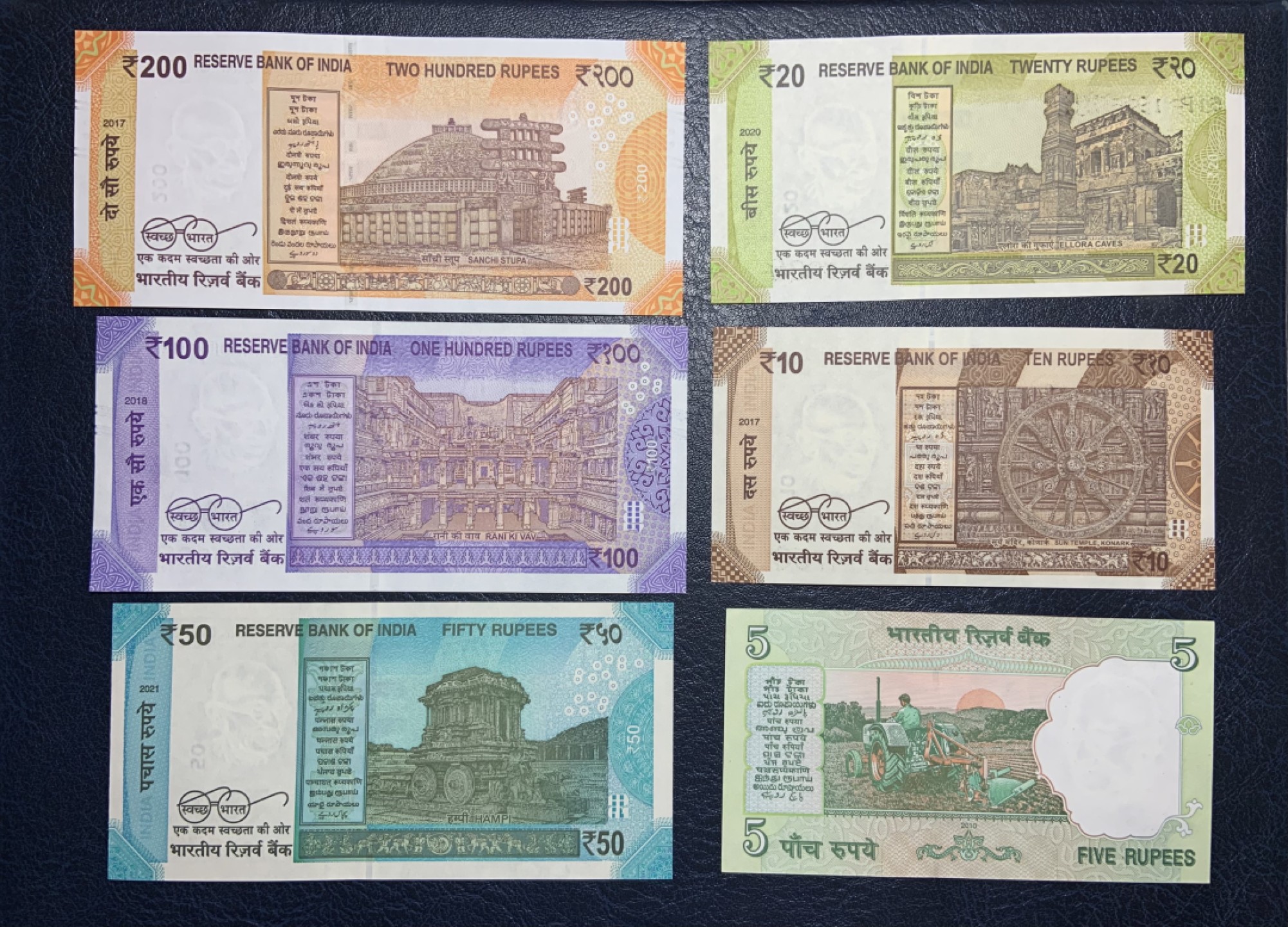 收藏联盟Quantum Auction 第240期拍卖 已更新 印度2010-2021年5-200卢比 品相全新UNC 印度国父 圣雄甘地