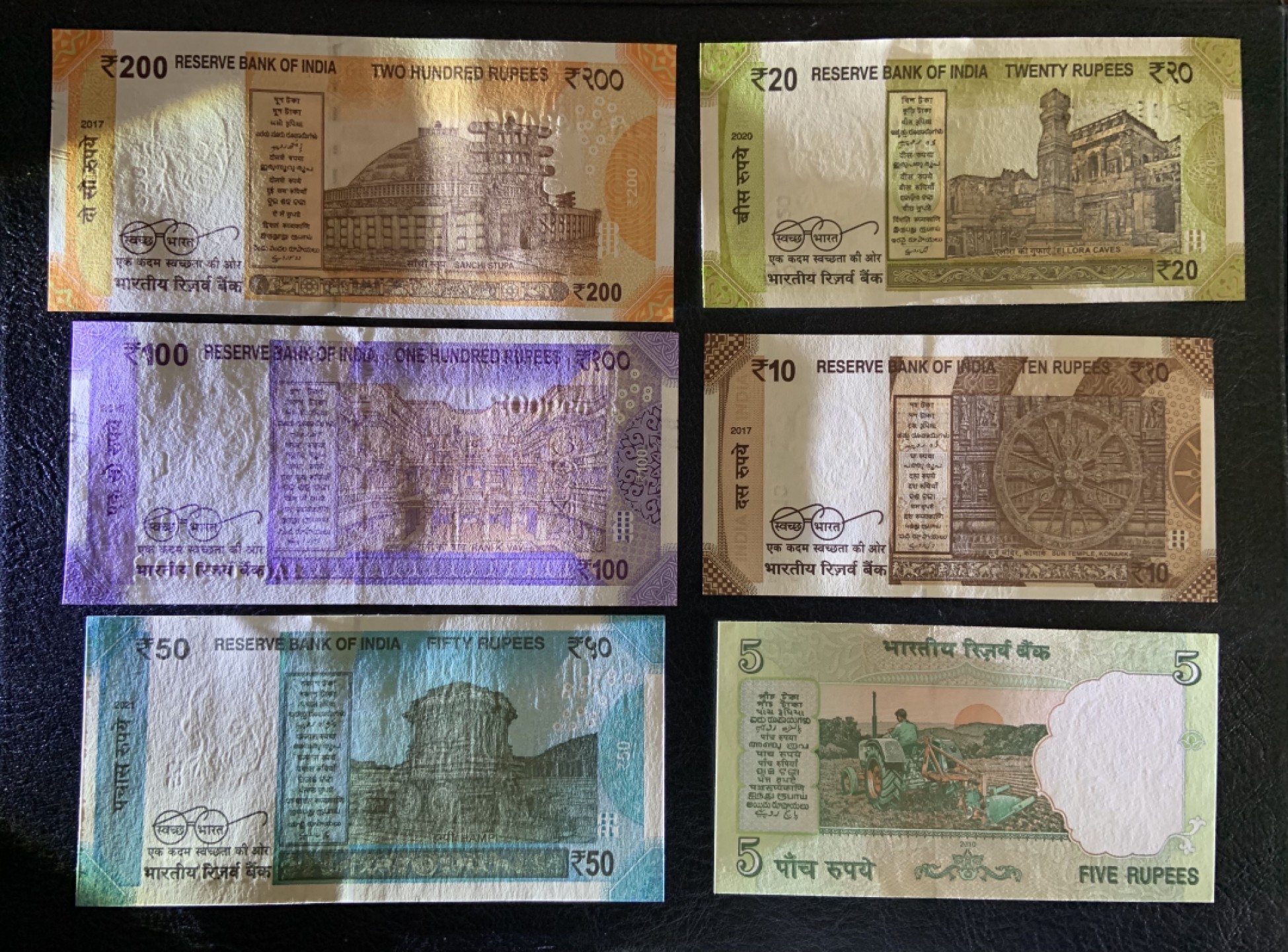 收藏联盟Quantum Auction 第240期拍卖 已更新 印度2010-2021年5-200卢比 品相全新UNC 印度国父 圣雄甘地