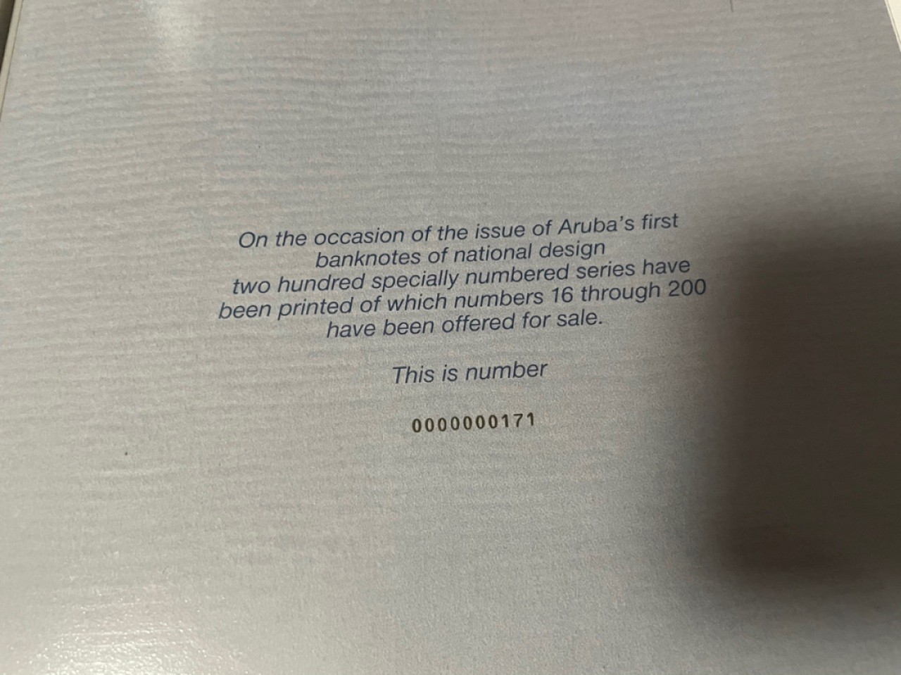 【Blue Auction】✨世界纸币精拍第301期——新纪元 【全同0000000171超小号 原装带册】阿鲁巴 1990年初版 10～100弗罗林 全新UNC 如今少见 值得收藏