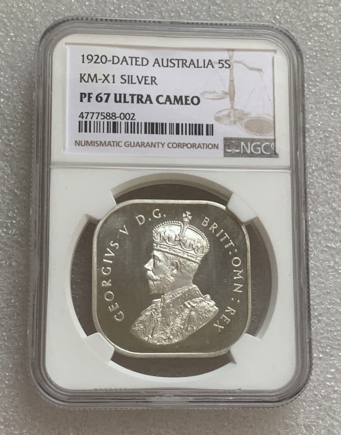 瓶子🏺第83期拍卖会 澳大利亚1920年5S精制银币NGC PF67  后铸  珍稀币目录