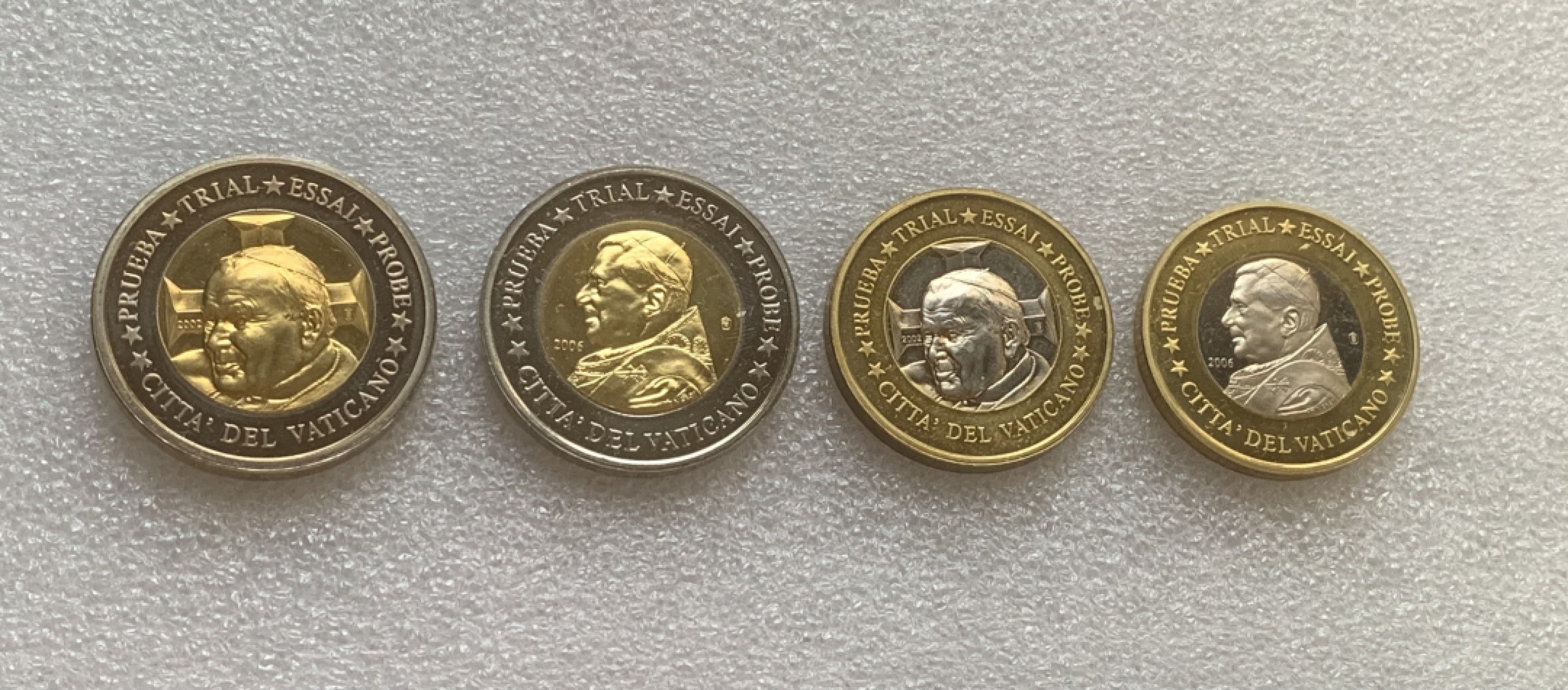 瓶子🏺第83期拍卖会 梵蒂冈双色币4枚套（样币性质）正面有样币的标记ESSAI