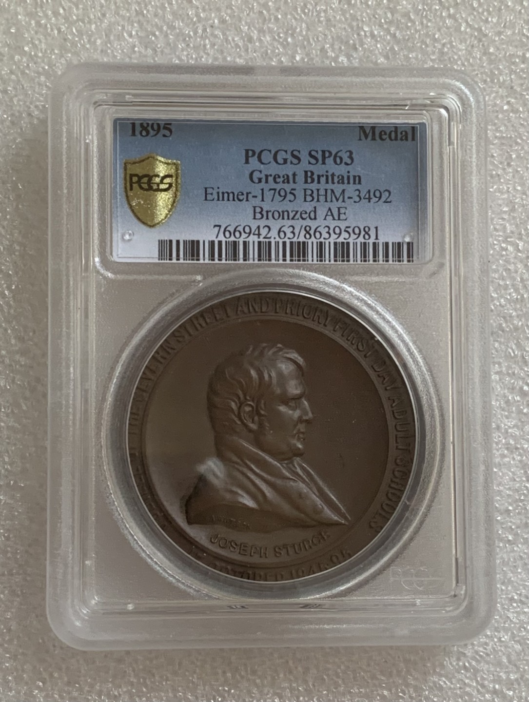 瓶子🏺第83期拍卖会 英国1895年教育系列铜章  原铸样章  PCGS  SP63