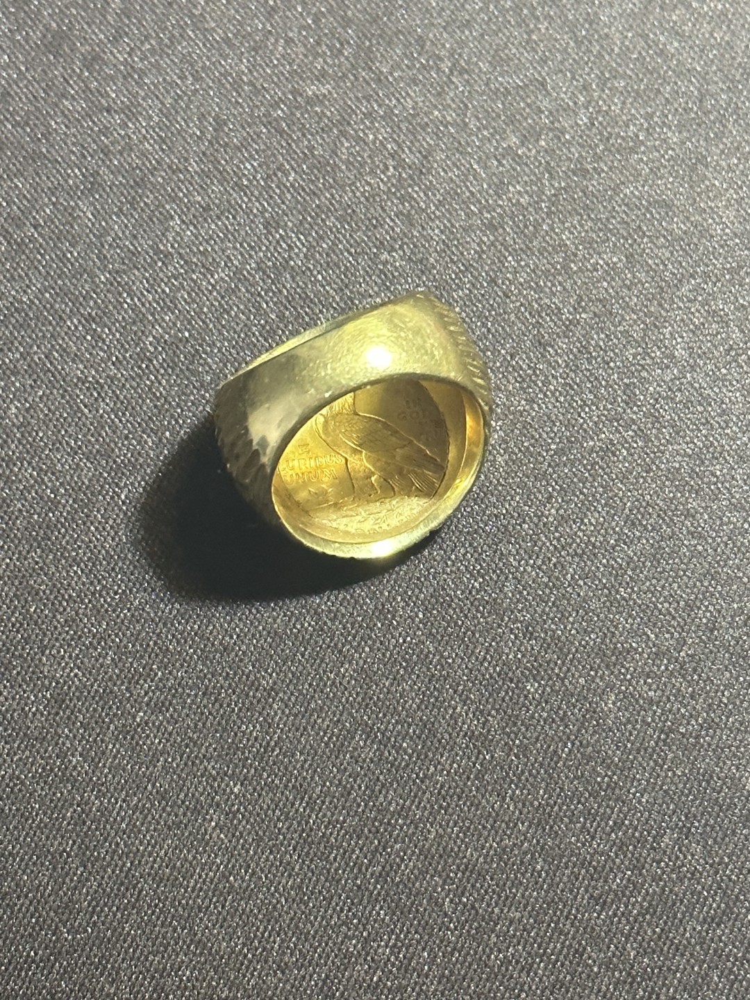 CSIS-GREAT评级精品钱币拍卖第一百八十六期 美国1912年印第安人头像鹰2.5美元金币镶嵌老工艺流苏纹大戒指