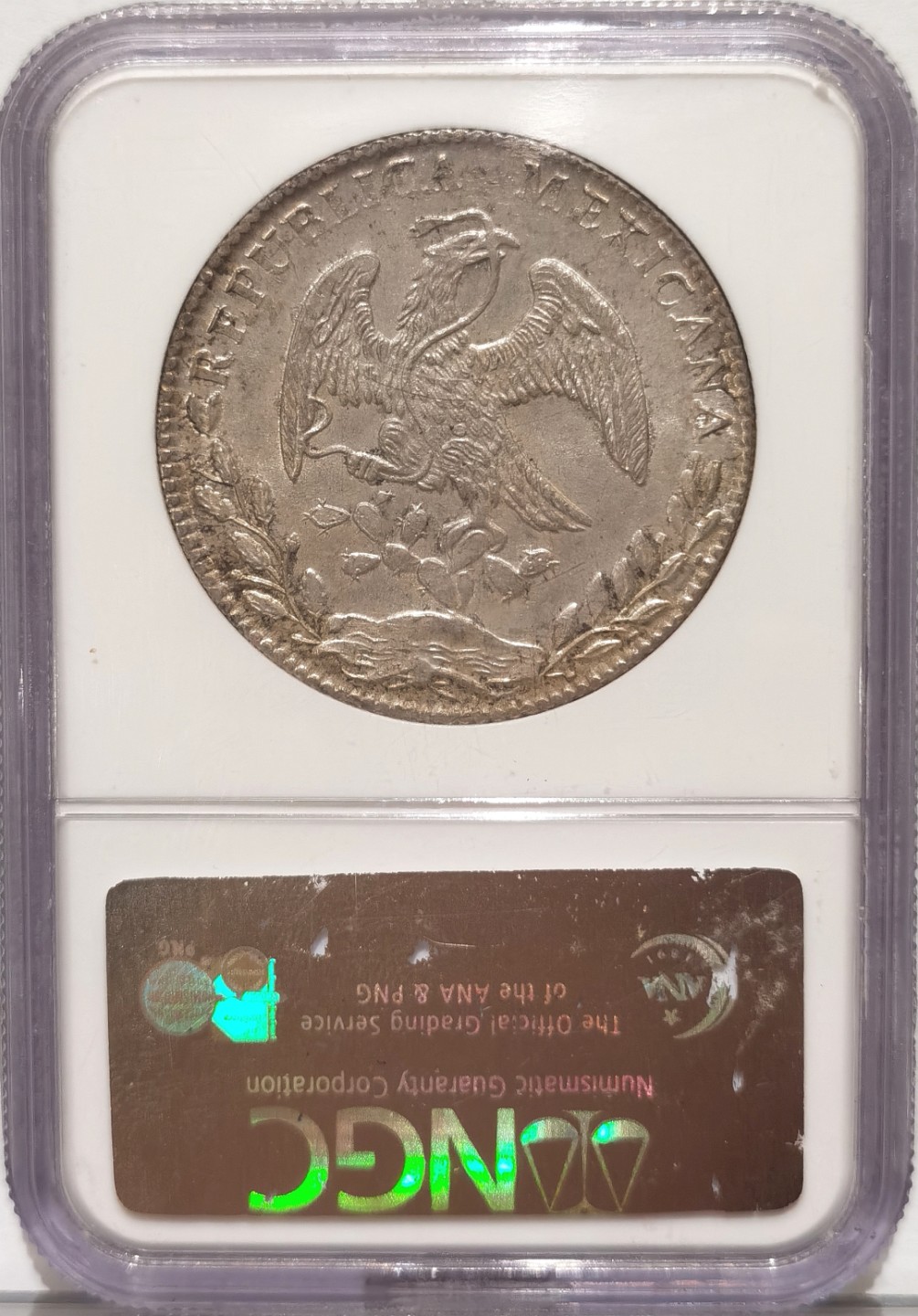博洋堂世界钱币拍卖第019期（全场包邮） NGC MS65 墨西哥1885年GO RR版鹰洋8R银币（盒子标签错标4R）NGC最高分