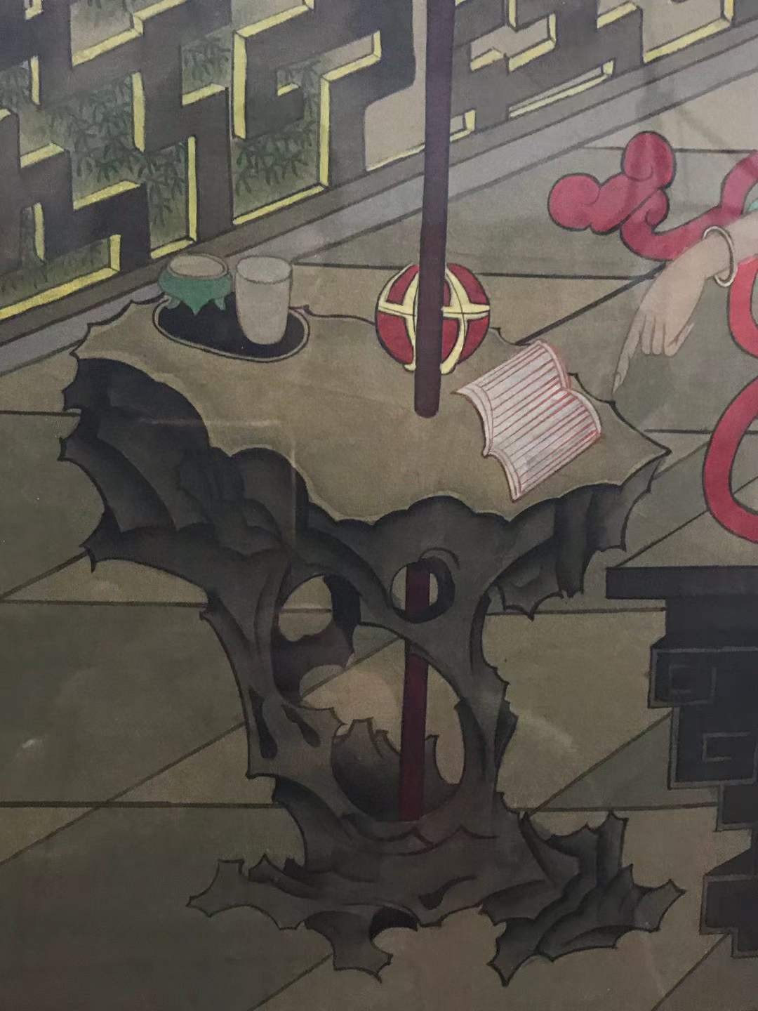唐寅手绘仕女画 画工精细 色彩绚丽 下笔流畅自然 线条优美 刻画人物栩栩如生 包浆浓厚自然 装裱精美 收藏价值高 品相完整如图