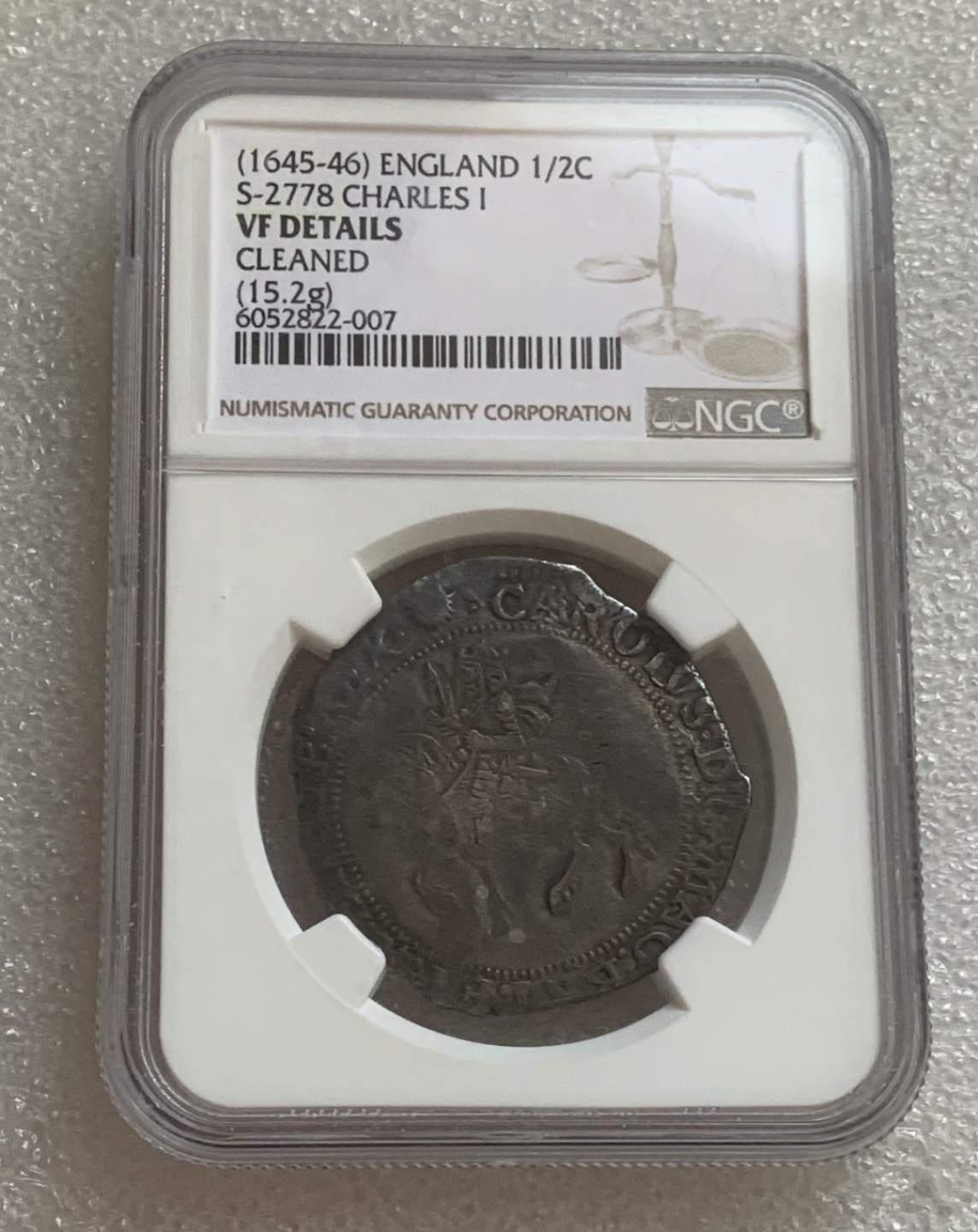 瓶子🏺第83期拍卖会 英国1645-1646年查理一世半克朗银币  五彩好状态