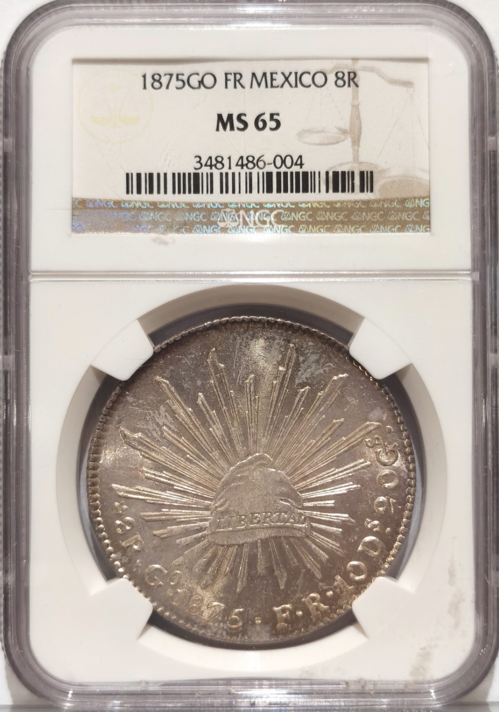 博洋堂世界钱币拍卖第019期（全场包邮） NGC MS65 墨西哥1875年GO FR版鹰洋8R银币